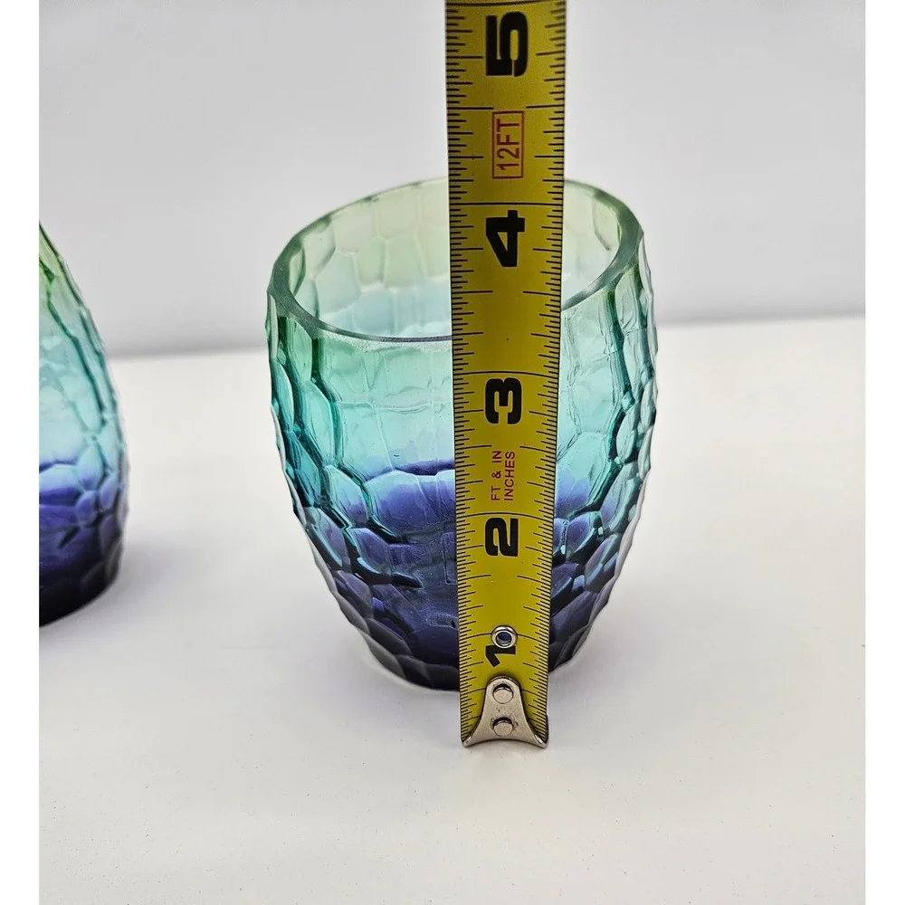 Yankee Candle Retired Candle Holders Purple Teal Green Slanted Rim Honeycomb